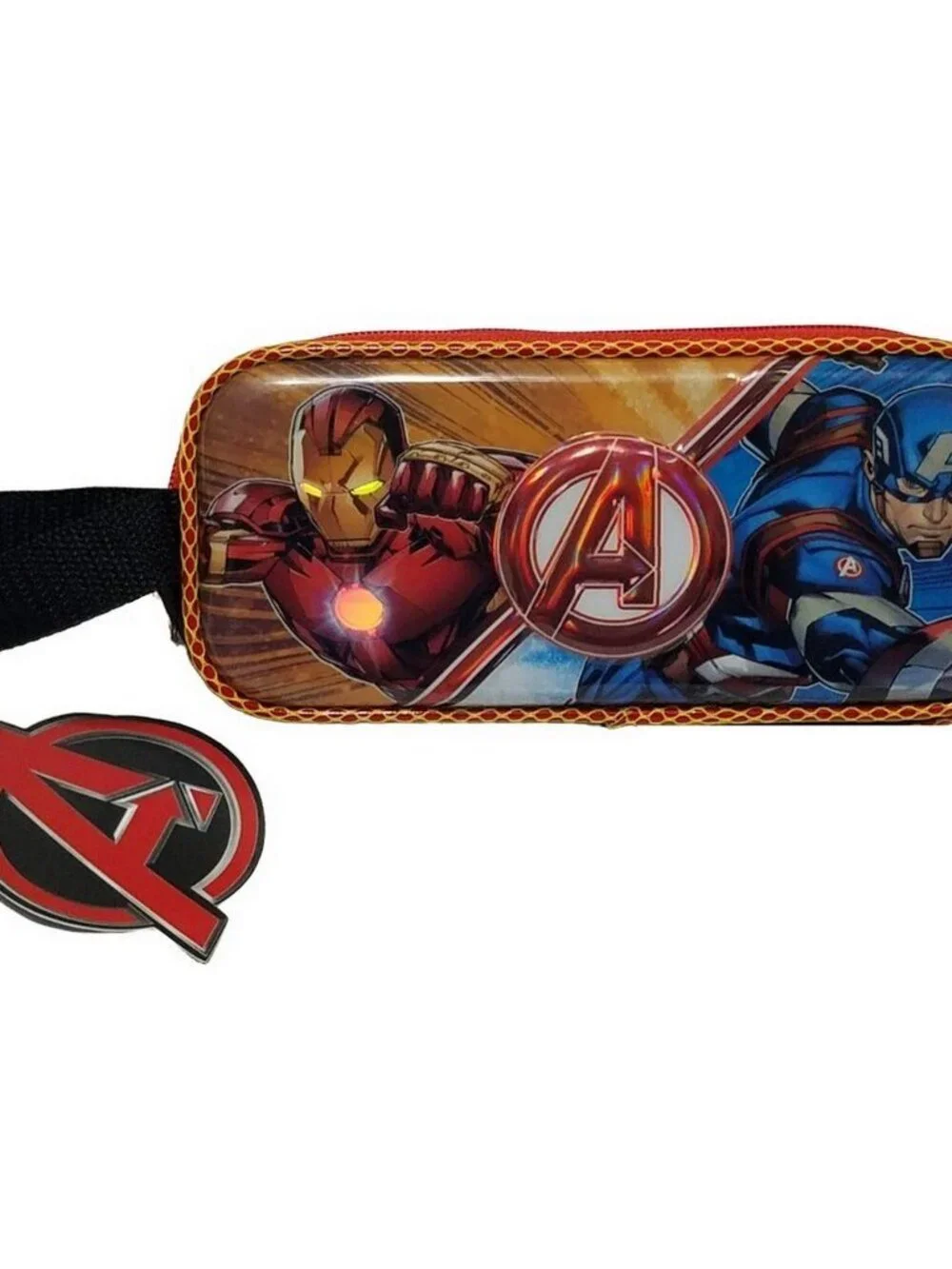 Marvel Avengers 3D Pencil Case Iron Man Captain America Dual Zip Pouch Bag NWT